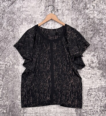 #ad No 6 Store Top 2 Womens Black Silk Dolman Sleeve Blouse $39.99