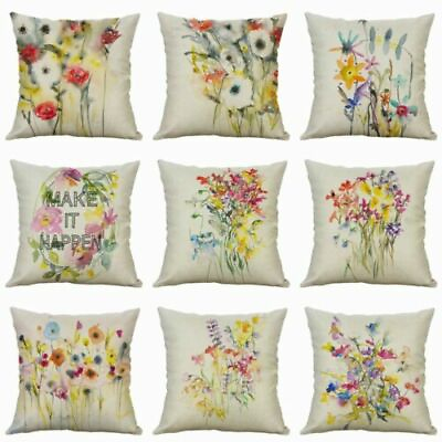 #ad 18#x27;#x27; Pillow Case Cotton Linen Waist Painting Chinese Home Decor Cushion Cover $7.76