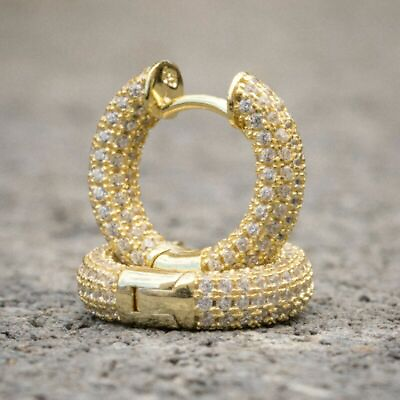 #ad 925 Silver FilledGoldRose Gold Hoop Earring Women Men Cubic Zircon Jewelry C $4.81
