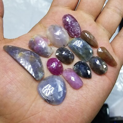 #ad Natural Rose Faceted mix color fancy sapphire cabochons lot 23 grams and 13 Pcs $140.00