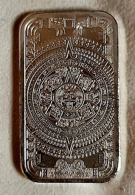 #ad 1 oz .999 Pure Silver Aztec Head Mayan Calander Silver Bar *HOT ITEM* $34.50