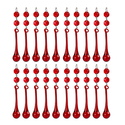 #ad #ad 10pcs Red Crystal Hanging Raindrop Pendants Chandelier Prisms Glass Lamp Parts $16.91