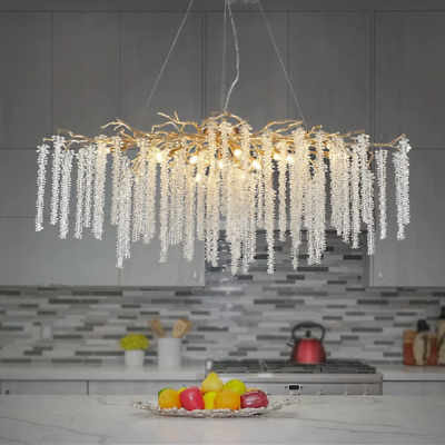 #ad Luxury Crystal Chandeliers for Dining Room Modern Oval Tree Branch Pendant Light $699.30