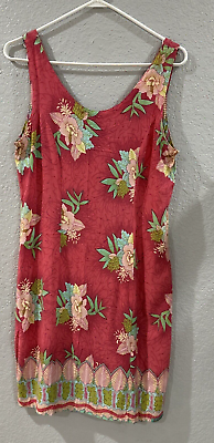 #ad Rainbow Jo Hawaiian Women’s Medium Floral Print Sun Dress Rayon Tank Sleeveless $18.94