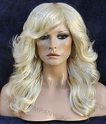 #ad farrah fawcett Glamorous New Big open Wavy Pale Blonde Wig Medium CA 613 $76.46