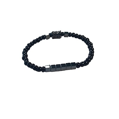 #ad Rugged Black Minimalist Beaded Bracelet Small Wrist $10.95