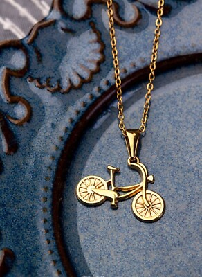#ad Titanium Gold Punk Unisex Bicycle Bike Pendant Chain Necklace $10.99
