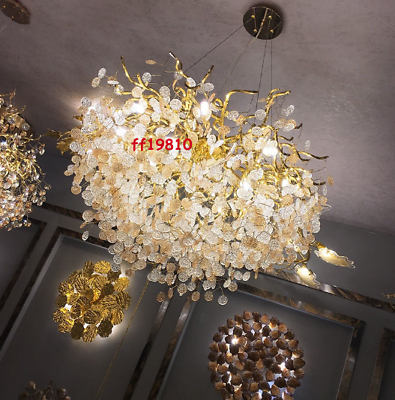 #ad Luxury Dimmer Amber Mixed Crystal Adjustable Tree Branch Chandelier Light 140CM $319.20