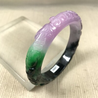 #ad 53.3mm Natural Ice Green Lavender Ancient Jadeite Emerald Jade Bracelet Bangle $44.00