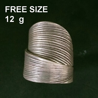 #ad FINE SILVER RINGS SOLID HANDCRAFT FREE SIZE 12g SCRATCH DOUBLE LAYERS R23830 $29.00