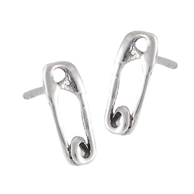 #ad Stud Safety Pin Simple .925 Sterling Silver Standard Baby Stud Earrings $9.99