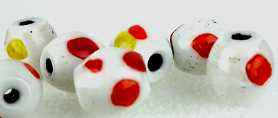 #ad Czech Polish Customized Glass Handmade Beads With Porcelain Inlays Set Of 3 New $29.90