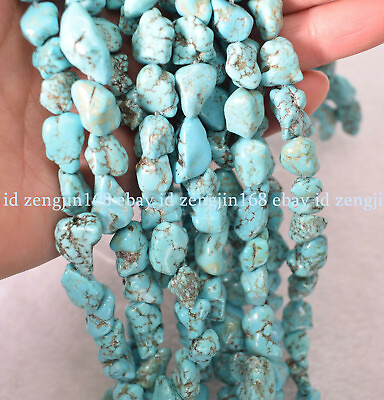 #ad Huge Real Natural 15X20mm Turquoise Gemstone Nugget Loose Beads Strand 15quot; AAA $7.99