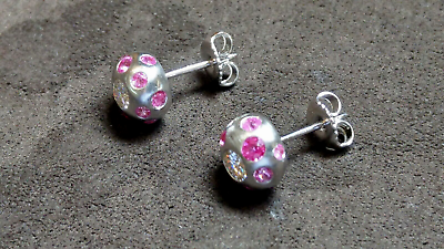 #ad Diamond and pink sapphire 18 k stud earrings $1500.00