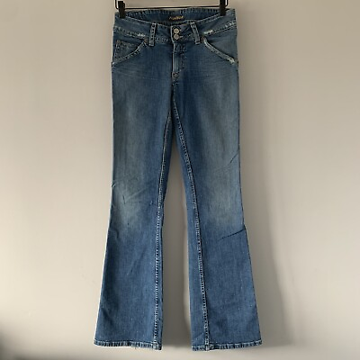 #ad Hudson Vintage Blue Flare Flap Pockets Low Rise Distressed Womens Denim Jeans 30 $29.73