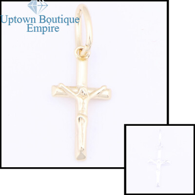 #ad Men Women Solid 925 Sterling Silver Mini Jesus Cross Crucifix Pendant Charm*AIE $14.50