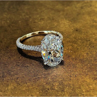 #ad 925 Sterling Silver Rings Shiny AAA Zircon Ring Women Wedding Jewelry Size 6 10 $7.43