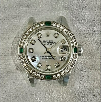 #ad Rolex Lady Datejust 13mm w Mother of Pearl Dial White Diamond amp; Emerald Bezel $3400.00