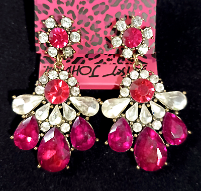 #ad Scarlett Red JEWEL Blossom FLOWER Petals CHANDELIER Betsey Johnson Earrings $22.99