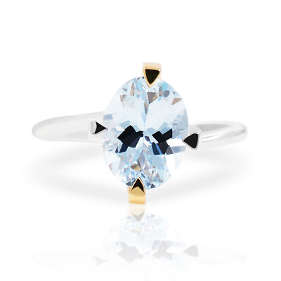 #ad Comete Aquamarine Two Tone Gold Ladies Ring 18K Size 6.5 $1099.99