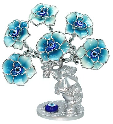 #ad Mini Turkish Blue Evil Eye Tree W Lucky Elephant Home Office Decoration Gift T29 $13.99