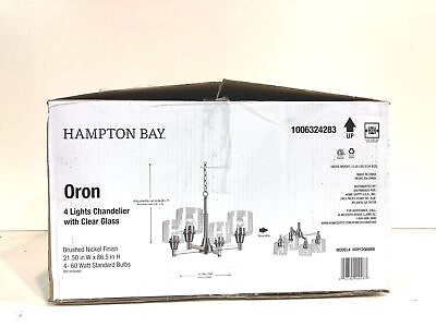 #ad Hampton Bay Oron 4 Light Brushed Nickel Reversible Chandelier New $54.99