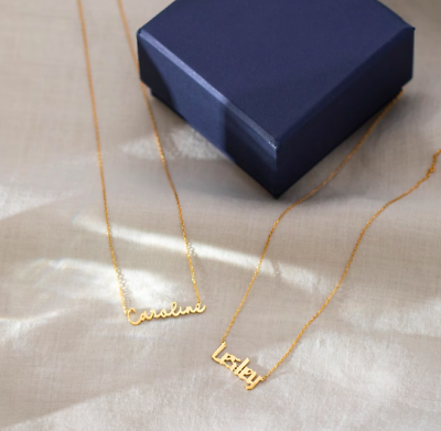 #ad Personalized Name Necklace 14K Solid Gold Custom Jewelry Custom Necklace $269.50