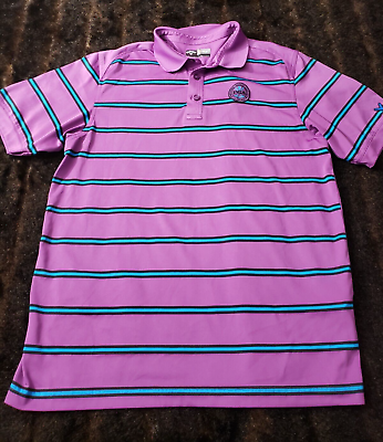 #ad Callaway Opti Dri PGA Mens L Purple Blue Striped Golf Performance Polo Shirt $10.88