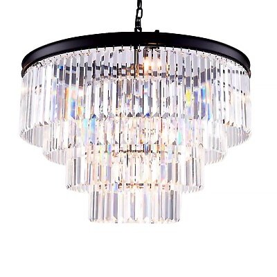 #ad Modern Crystal Chandelier 4 Tier 9 Lights Pendant Ceiling Light Luxury K9 Cry... $274.99