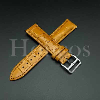 #ad 16 22 MM Watch Band Strap L Brown Genuine Leather Quick Released Fits for Omega $12.99