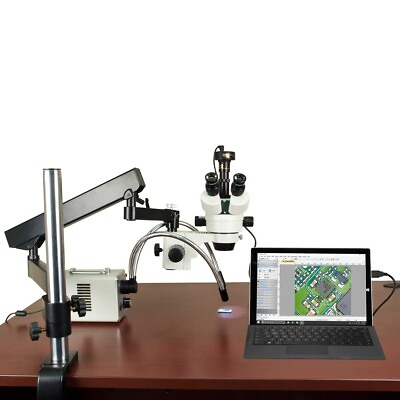 #ad 2.1X 225X 9MP Digital Zoom Articulating Microscope 30W LED Fiber O Y Lights $1909.99