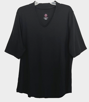 #ad Isaac Mizrahi V Neck Tunic Shirt Black Sz XL Short Sleeve A289635 Women YX8 $17.39