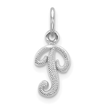 #ad Real 14ktW White Gold Casted Script Letter P Initial Charm $58.13
