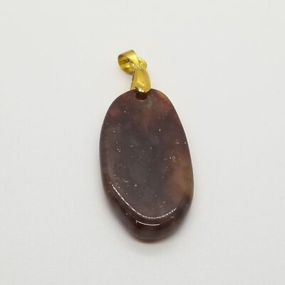 #ad brown agate pendant with 18 kt gold plated bail $19.00