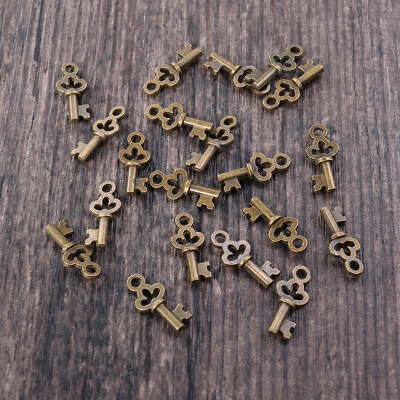 #ad 2pcs Delicate Bronze Keys DIY Pendant for Anklet Bracelet Sweater Chain Necklace $7.40