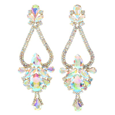#ad #ad Gold Tone Large Crystal Rhinestone Chandelier Post Earrings ESE2675 GAB $19.99