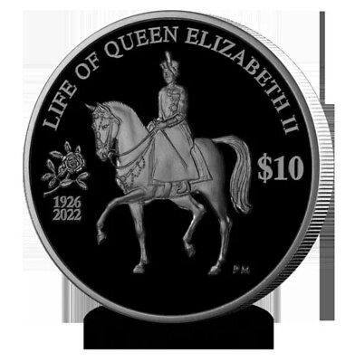 #ad 2022 British Virgin Islands Silver Life of Queen Elizabeth II Pearl Black Proof $94.50