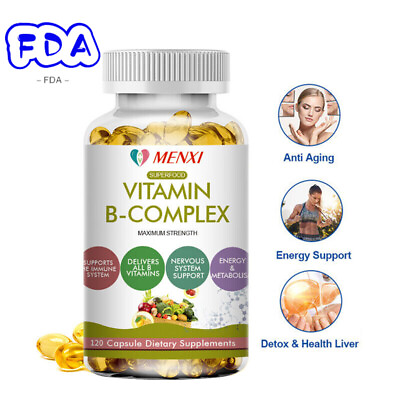 #ad 120 Vitamin B Complex Vitamins B1 B2 B3 B5 B8 B12 Energy Metabolism Aid $18.29
