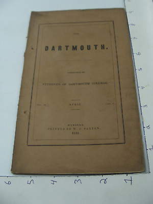 #ad original DARTMOUTH COLLEGE april 1842 THE DARTMOUTH 40pgs $105.71