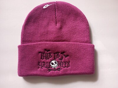 #ad quot;This is Halloweenquot; Light Purple Embroidered Beanie Cap One Size Fits All $14.43