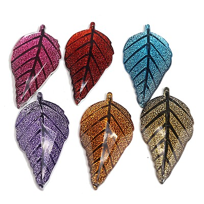 #ad 20pcs Color Flatback Acrylic Glitter Leaves Sew on Rhinestones Crystal Gem 54mm AU $4.94