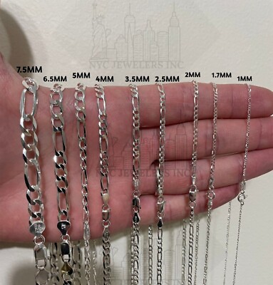 #ad Italian Solid Sterling Silver Figaro Link Chain Necklace 925 Silver Chain UNISEX $12.99