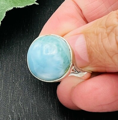 #ad Authentic Caribbean Dominican LARIMAR 925 Sterling Silver Ring 8 P77 $34.00