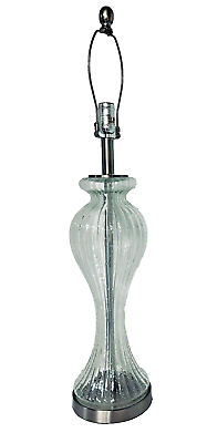 #ad Impressive 32” Clear Ribbed Italian Pulegoso Style Bubble Art Glass Table Lamp $129.00
