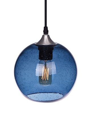 #ad #ad Pendant Lights Kitchen Island Modern Glass Blown Lighting Globe Seeded Blue Brus $76.54