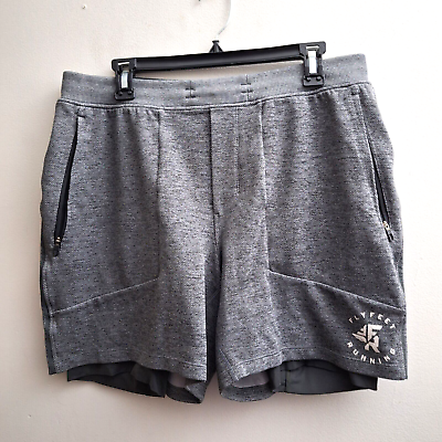 #ad Lululemon The Short Lined Mens XL Running Shorts Gray Drawstring Zip Pockets $28.79