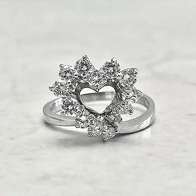 #ad Fine 18K Heart Diamond Ring 0.65 CTTW 18 Karat White Gold Diamond Ring $895.50