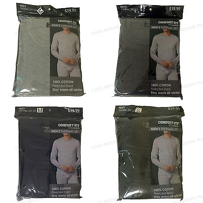 #ad Men#x27;s Thermal Set Comfort Fit 100% Cotton Underwear 2 PC Set:Top amp; Bottom Sizes $7.86