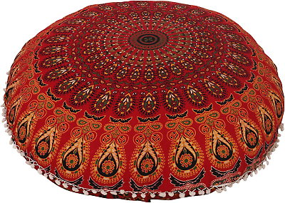 #ad 32quot; Peacock Mandala Bohemian Yoga Meditation Floor Pillow Cover Comfortable Home $21.14