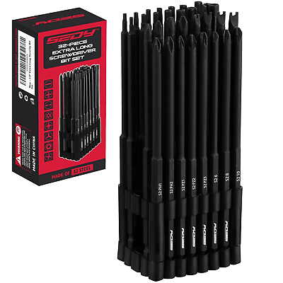 #ad Extra Long Security Bit Setquot; 32 Piece S2 Steel Screwdriver Drill Bits for Tamper $37.99
